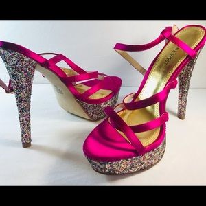Nine West platform heels sandals glitter 8 1/2 m